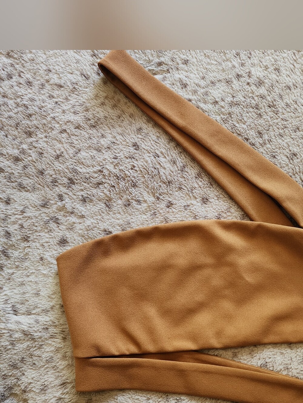 Michael Costello x Revolve Asymmetrical One Shoulder Crop Top Tan Size M